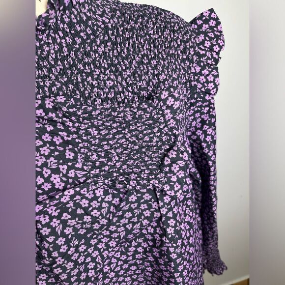 Barbour Midhurst Floral Long Sleeve Flowy Blouse Purple NWT Size US 12 - Picture 5 of 8